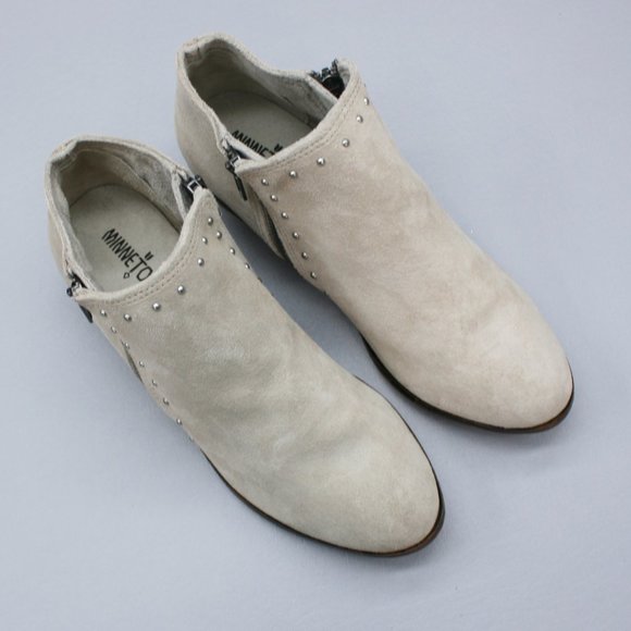 Minnetonka Ladies 9 Taupe Suede Double Side-zip - Picture 6 of 12